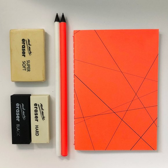 Lagerhaus Sweden Bright Orange Notebook, Pencil and Erasers Set - Picture 1 of 6